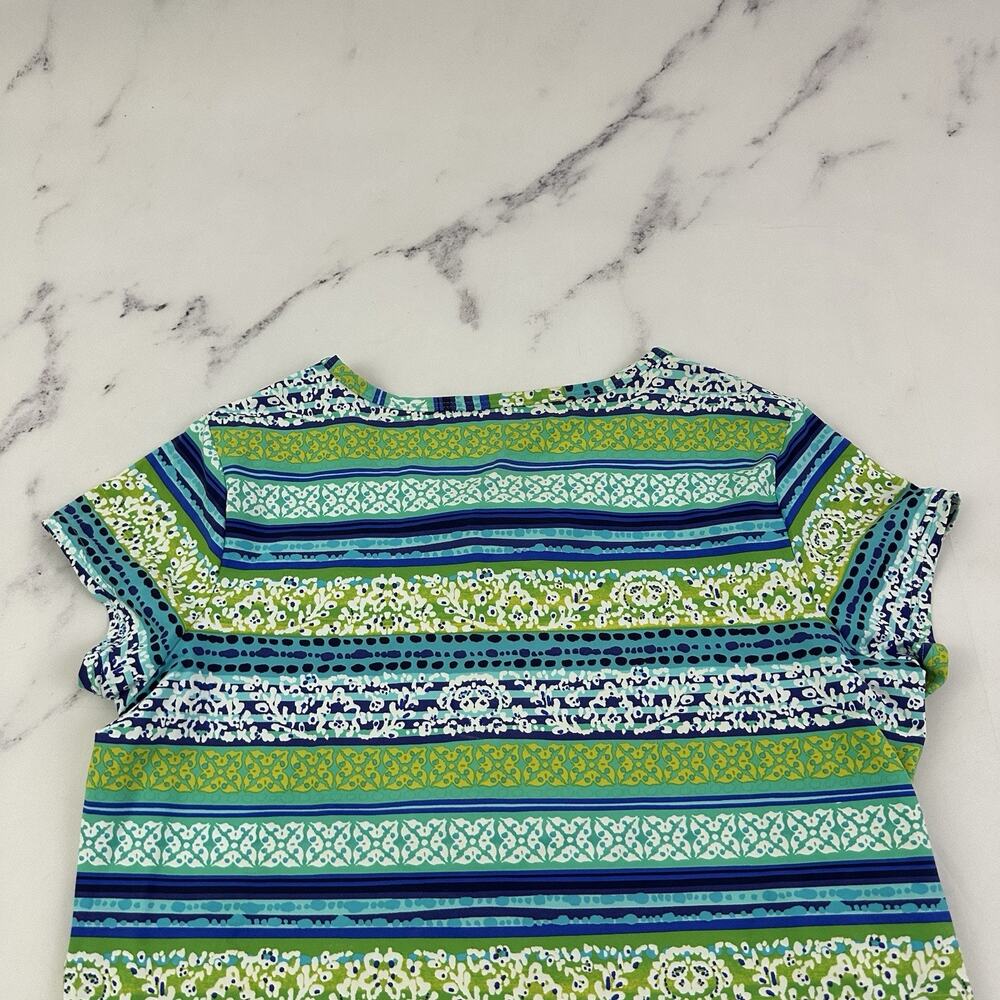 Lands End Womens Shift Dress Size S 6-8 Blue Green Floral Stripe Stretch - Picture 8 of 10